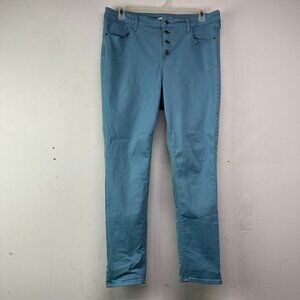 Old Navy Women's 16 RockStar Super Skinny Button Fly Jeans Powder Blue Stretch